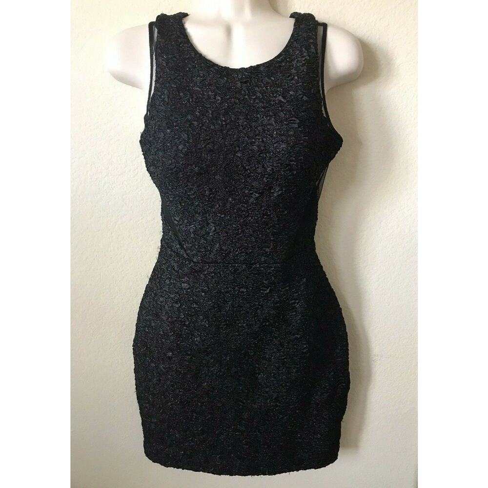 Hailey Logan Black Shimmer Mesh Cutout Sleeveless Textured Women's Dress Size S